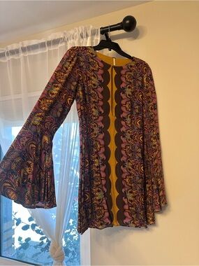 free people retro kitty dress FREE PEOPLE Retro Kitty Crochet Trim Tangerine Mini Dress Size S
